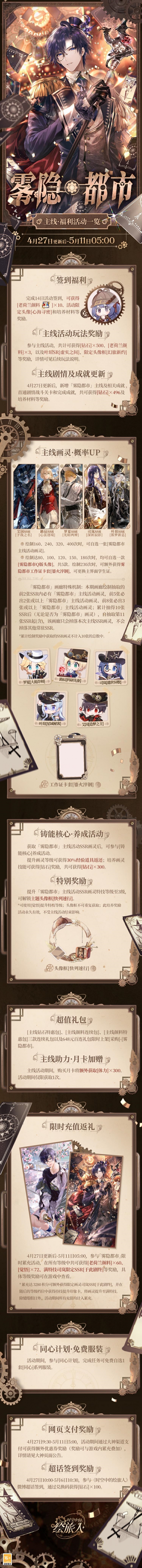 《时空中的绘旅人》全新主线「雾隐都市」活动福利公开! 《时空中的绘旅人》全新主线「雾隐都市」活动福利公开!